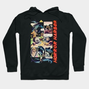 Horror Harbor Sharks Underwater Ocean Comic Hoodie